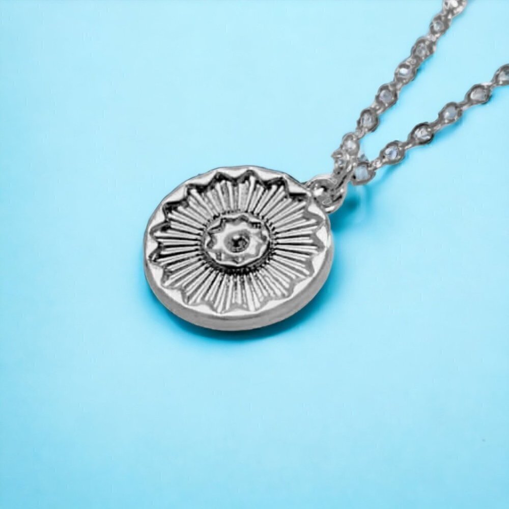 New Sun Pendant Necklace S925 Sterling Silver Multilayer Minimalist Celestial - Picture 4 of 9